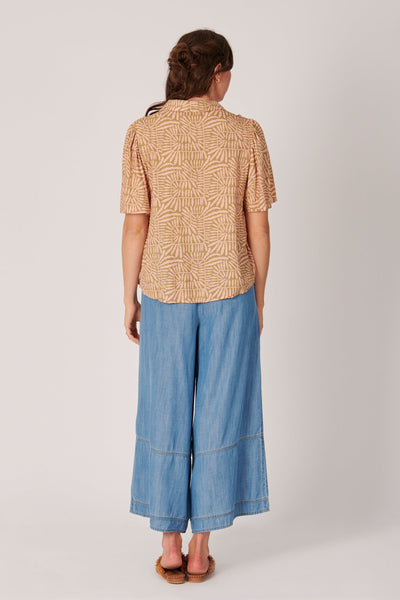 Puff Sleeve Button Through Shirt - Abstract Fern-Ellis and Dewey-Lima & Co