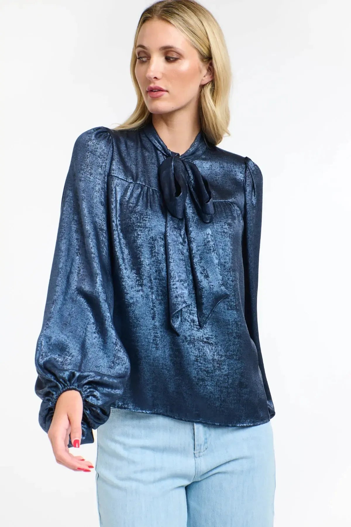 Pussy Bow Top - Midnight-365 Days-Lima & Co