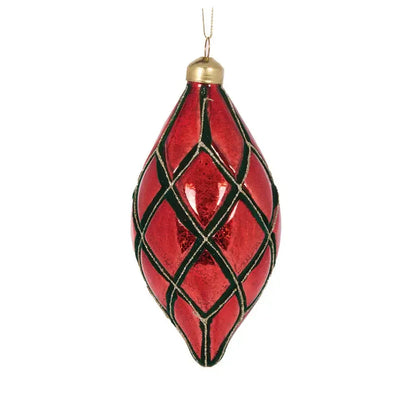 Red And Green Quilted Drop Bauble-Holly and Ivy-Lima & Co