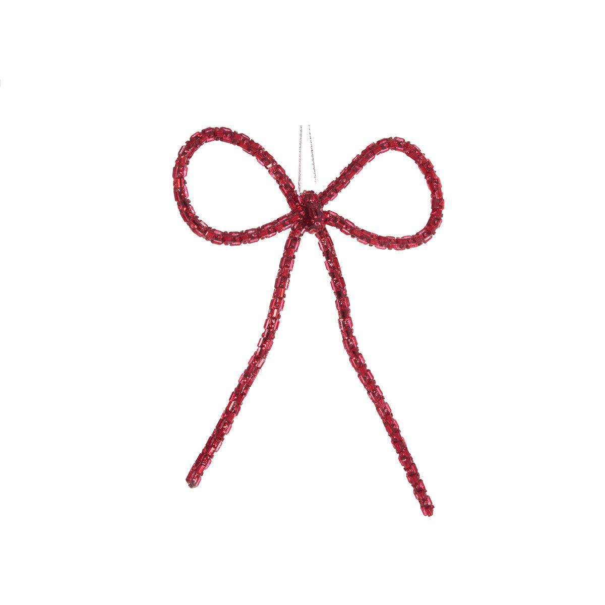 Red Beaded Bow Ornament-Holly and Ivy-Lima & Co