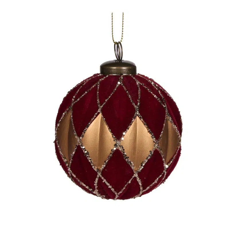 Red Velvet Diamond Bauble-Holly and Ivy-Lima & Co