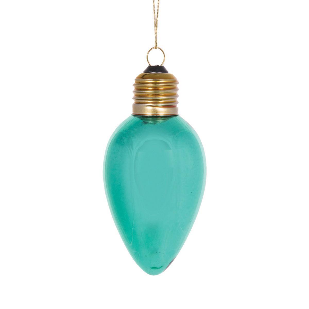 Retro Aqua Bulb Ornament-Holly and Ivy-Lima & Co