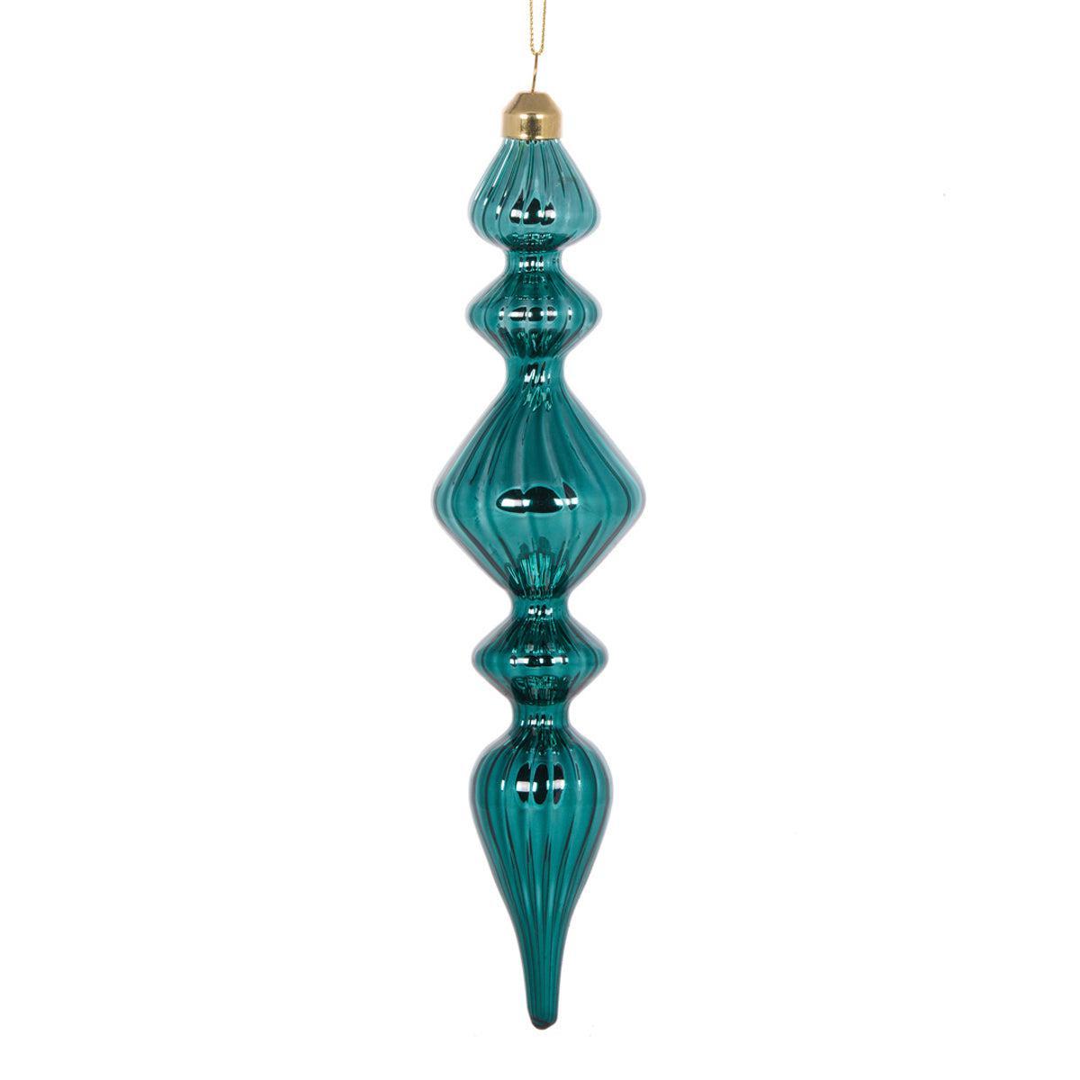 Retro Aqua Ribbed Finial-Holly and Ivy-Lima & Co