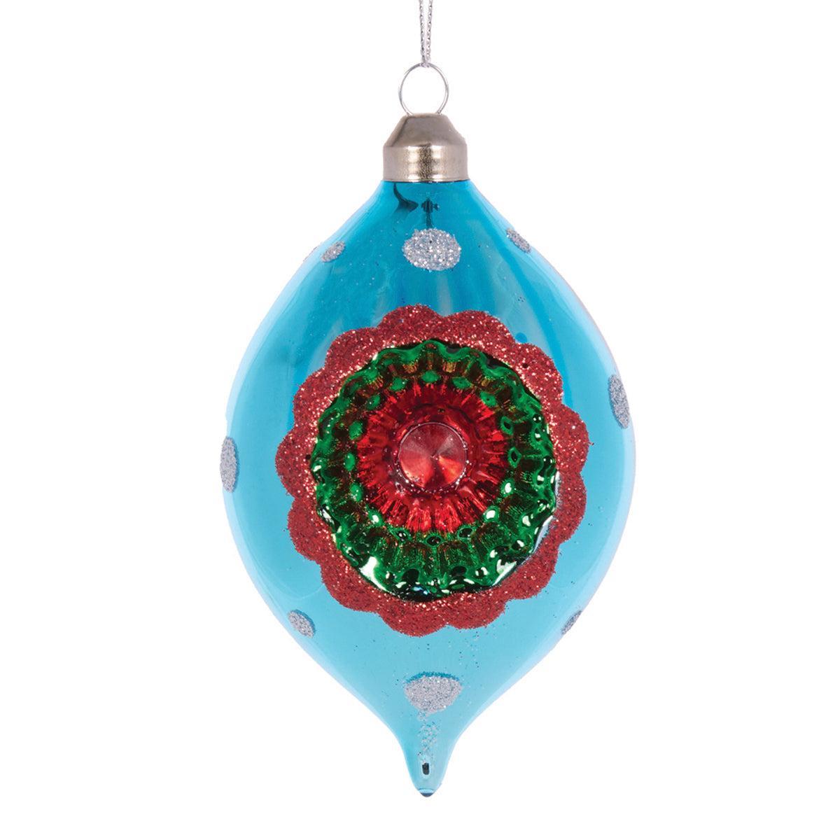 Retro Blue Vintage Drop Bauble-Holly and Ivy-Lima & Co