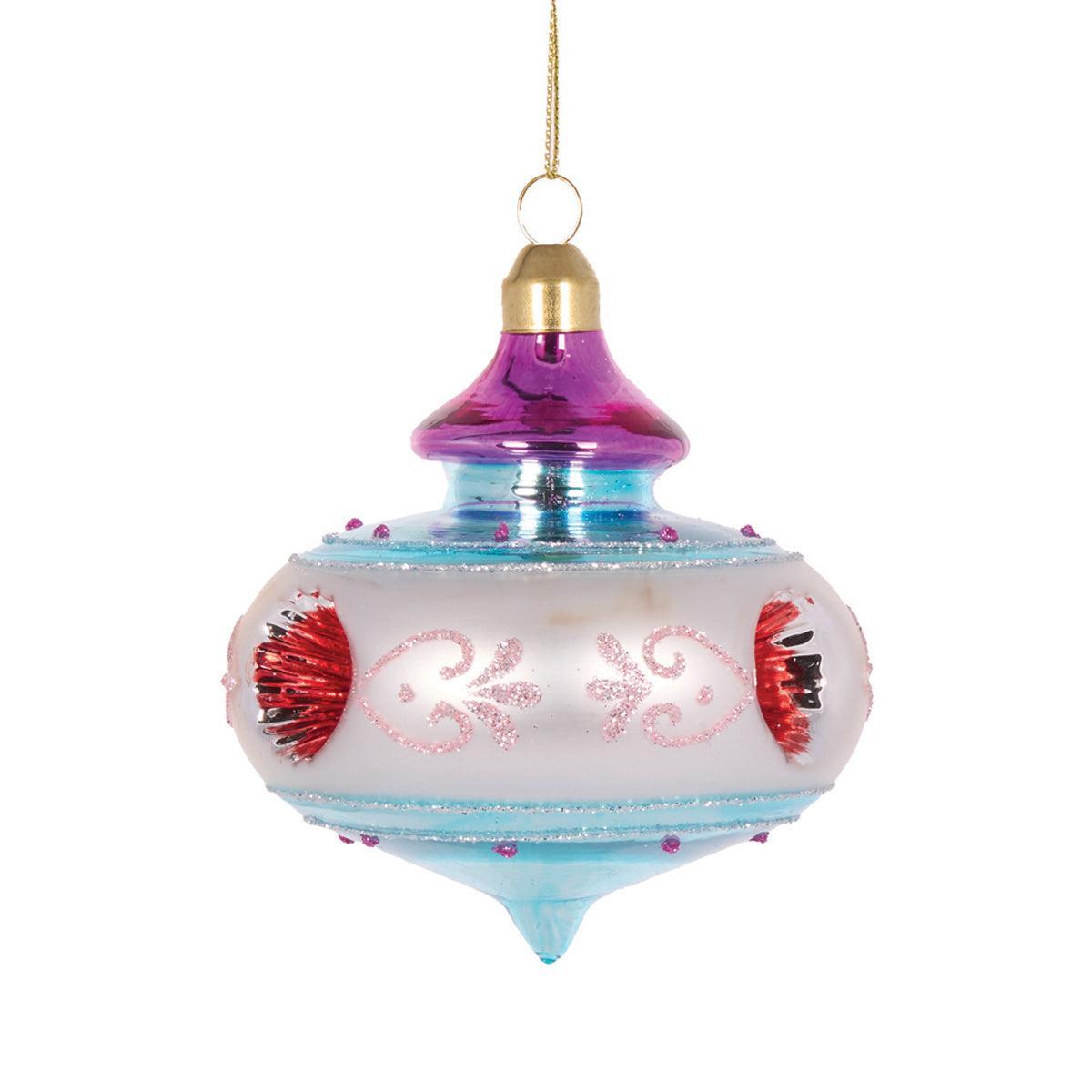 Retro Frosted Vintage Finial Bauble-Holly and Ivy-Lima & Co