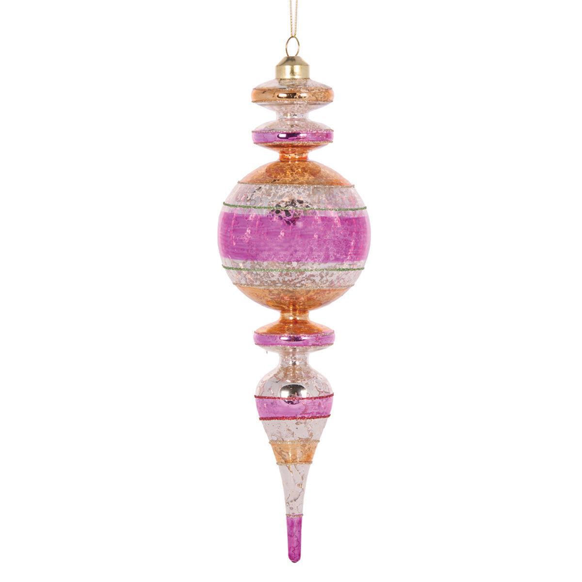 Retro Pink Stripe Finial-Holly and Ivy-Lima & Co