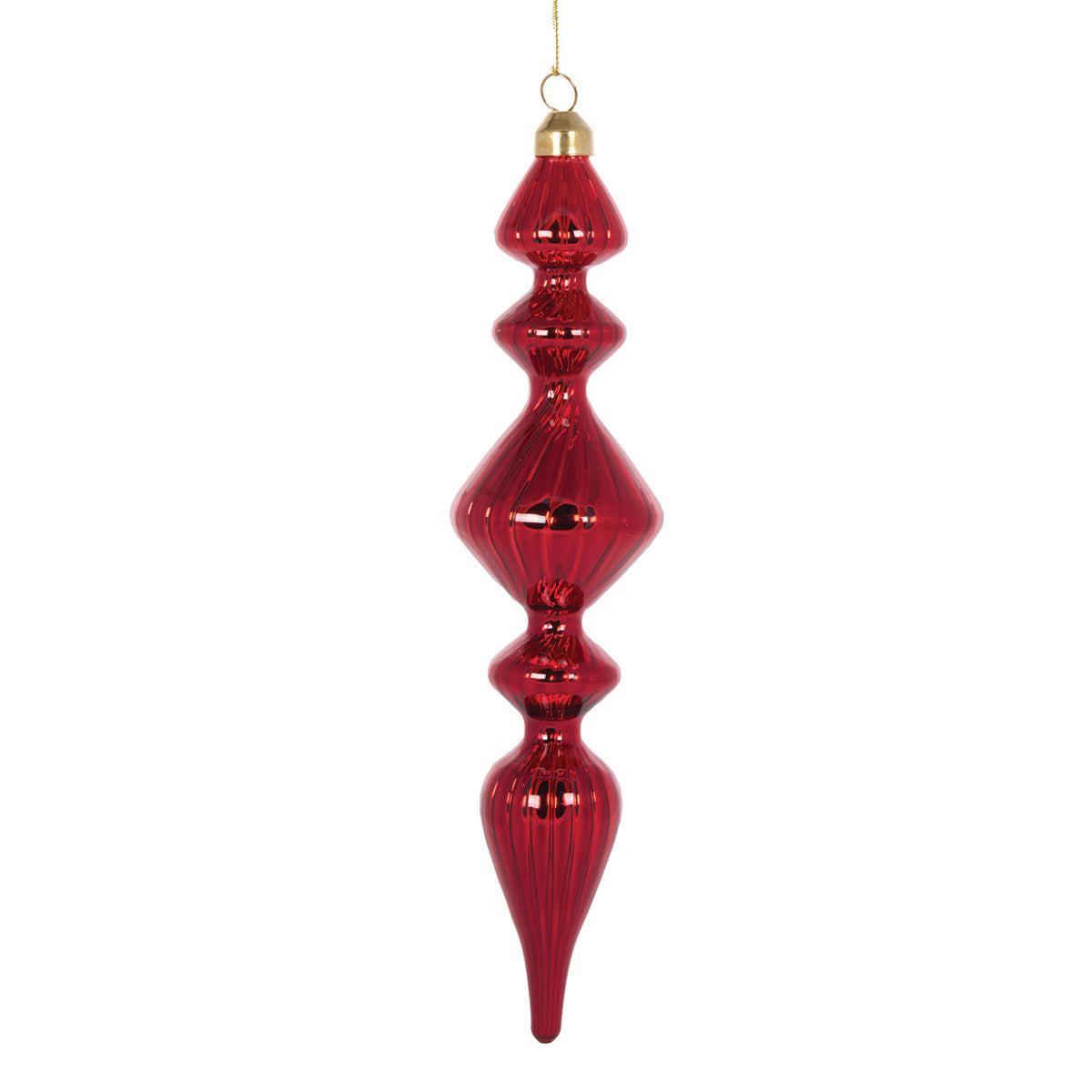 Retro Red Ribbed Finial-Holly and Ivy-Lima & Co