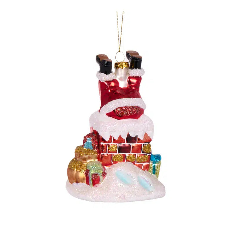 Retro Santa Down Chimney Hanging-Holly and Ivy-Lima & Co