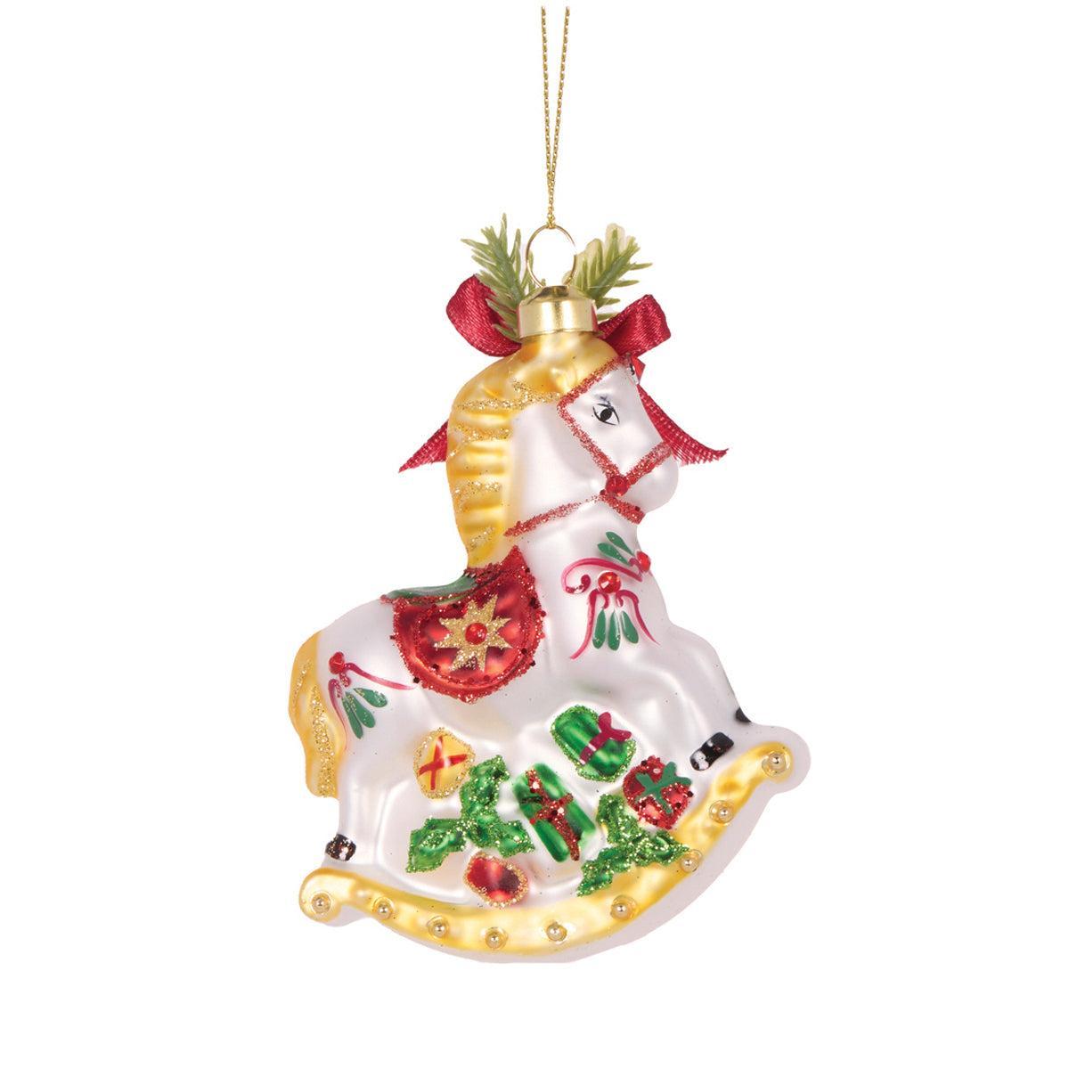 Retro Traditional Rocking Horse Ornament-Holly and Ivy-Lima & Co