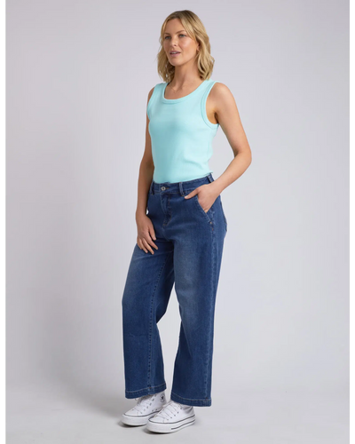 Rib Crew Tank - Blue-Elm Lifestyle-Lima & Co