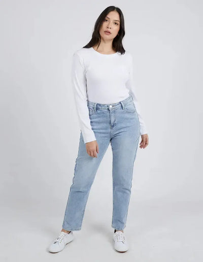 Rib S/S Tee - White-Elm Lifestyle-Lima & Co