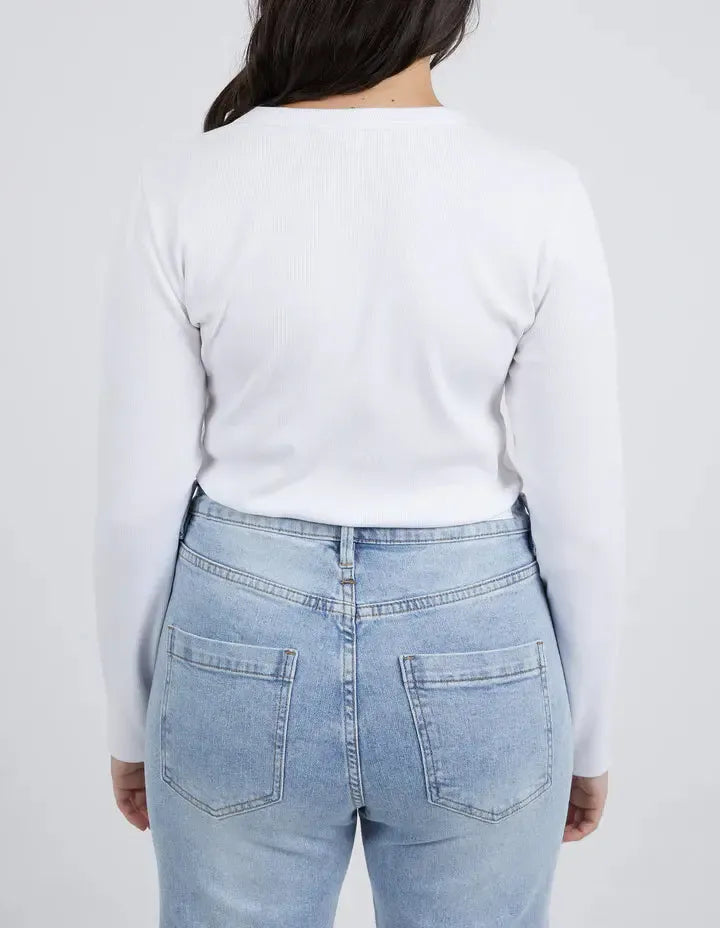 Rib S/S Tee - White-Elm Lifestyle-Lima & Co