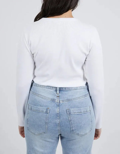 Rib S/S Tee - White-Elm Lifestyle-Lima & Co
