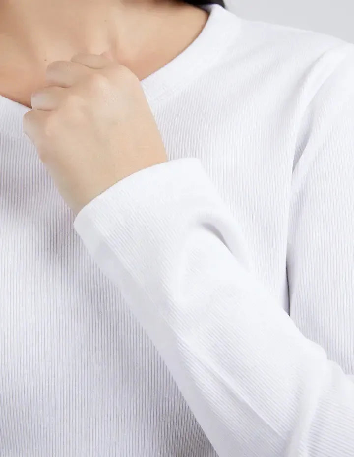 Rib S/S Tee - White-Elm Lifestyle-Lima & Co
