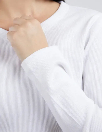 Rib S/S Tee - White-Elm Lifestyle-Lima & Co