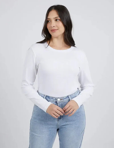 Rib S/S Tee - White-Elm Lifestyle-Lima & Co