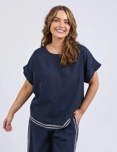 Ric Rac Top - Navy-Elm Lifestyle-Lima & Co