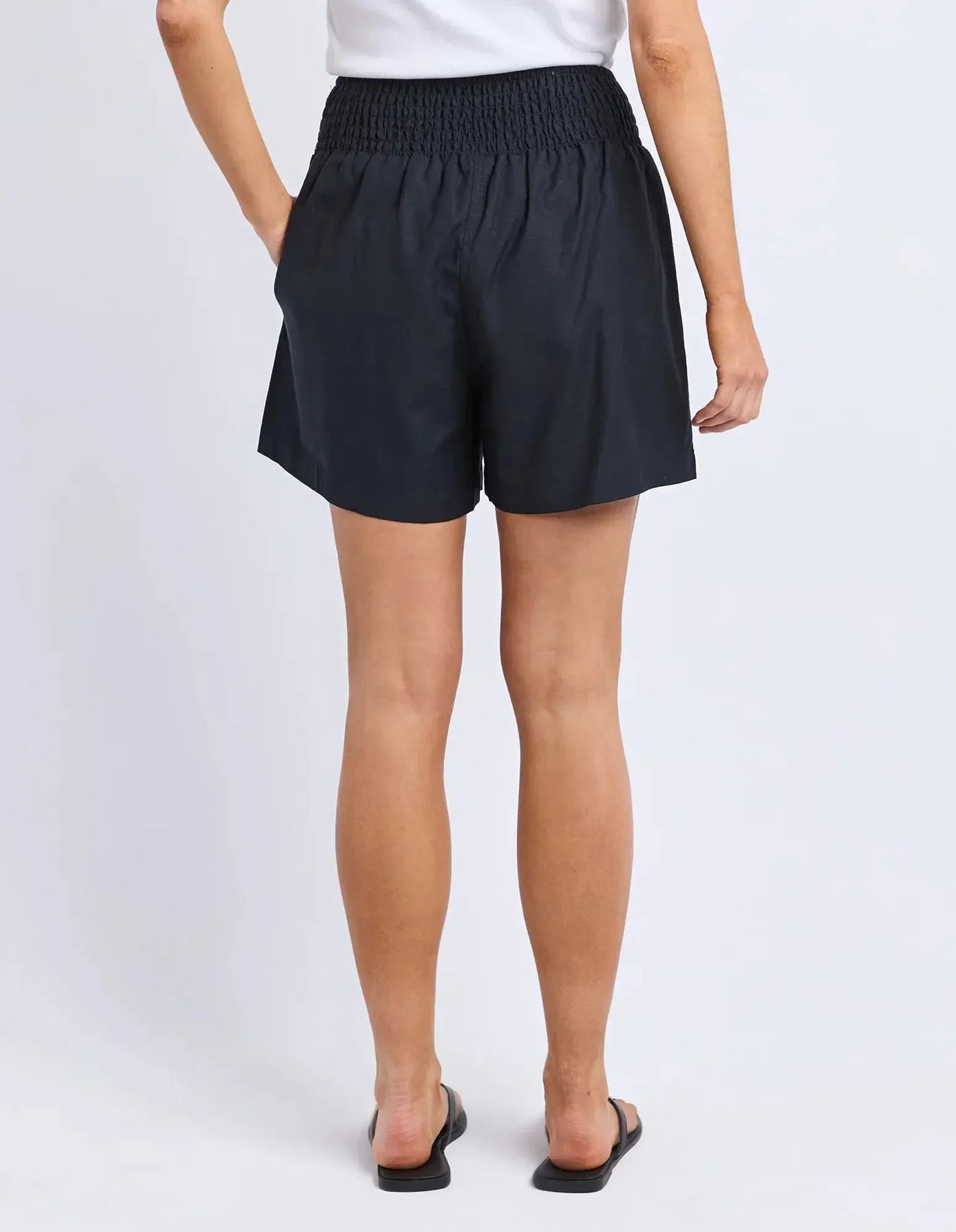 Riley Shirred Short - Black-Elm Lifestyle-Lima & Co