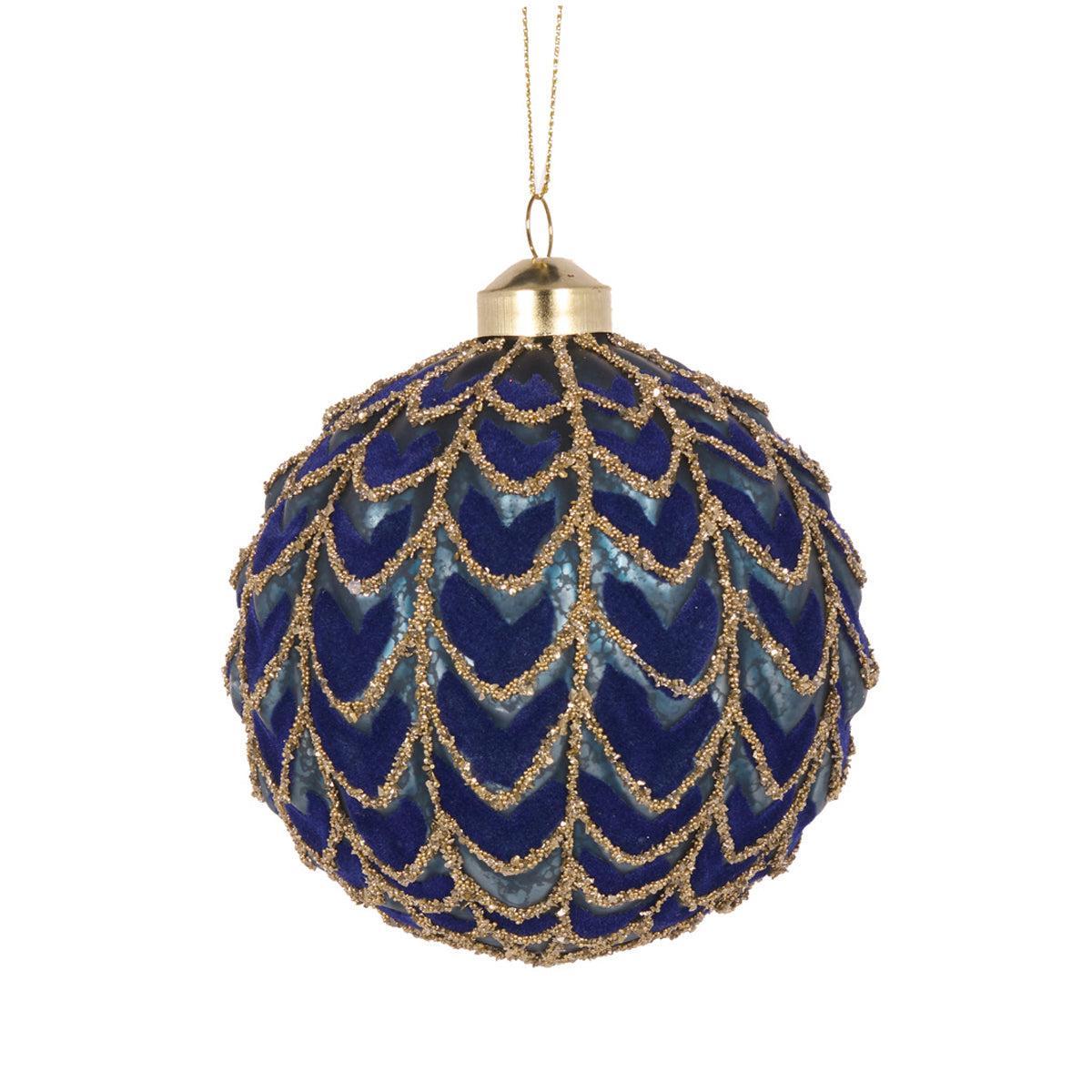 Royal Blue Pleated Bauble-Holly and Ivy-Lima & Co