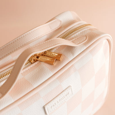 Salmon Check Cosmetic Bag-Fox And Fallow-Lima & Co
