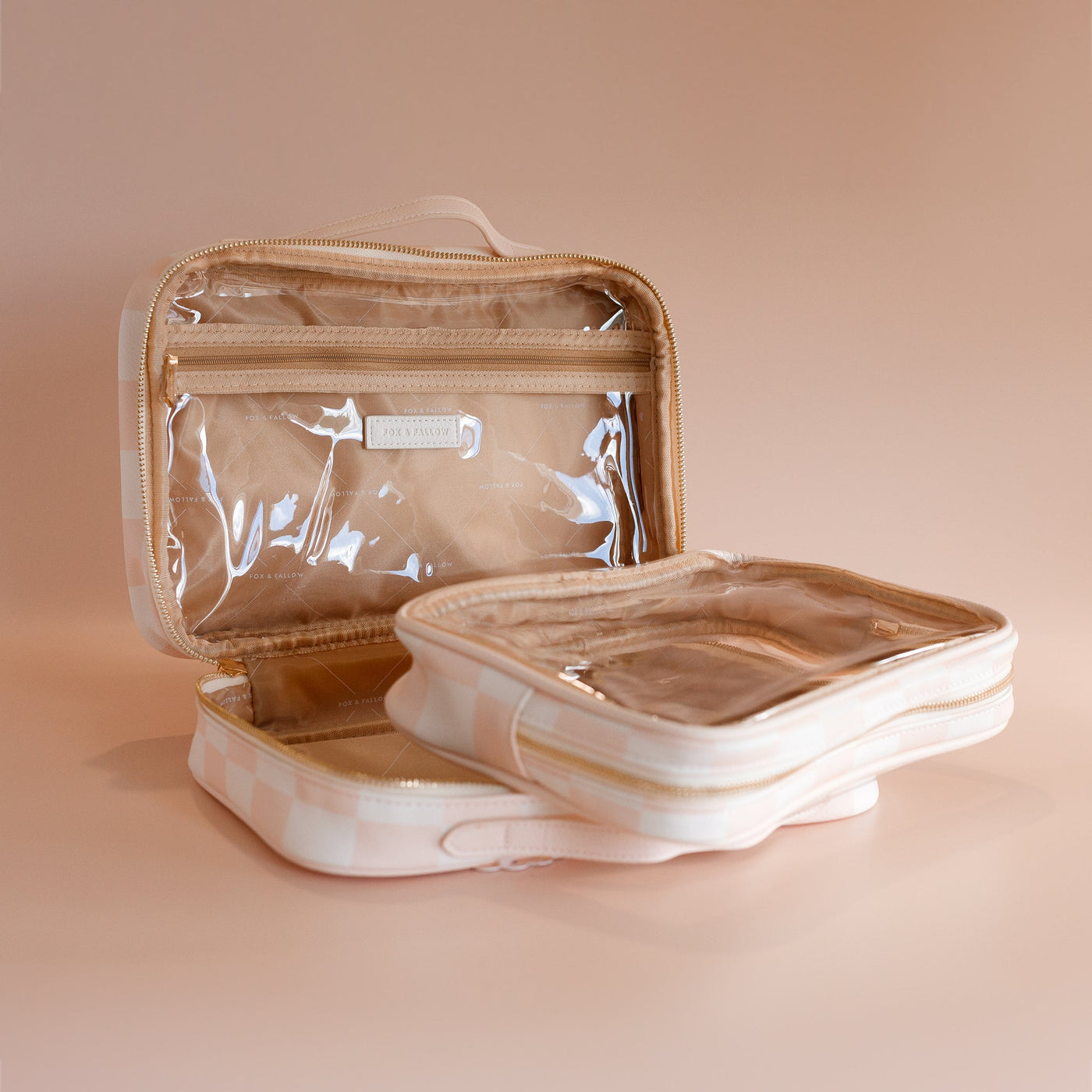 Salmon Check Cosmetic Bag-Fox And Fallow-Lima & Co