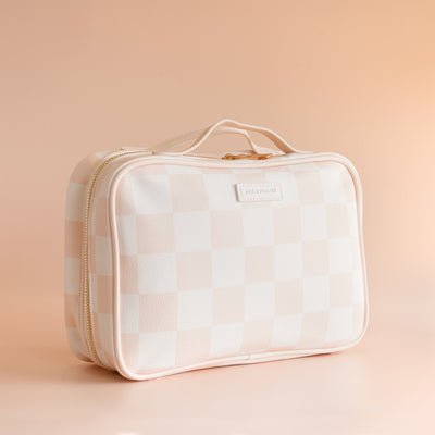 Salmon Check Cosmetic Bag-Fox And Fallow-Lima & Co