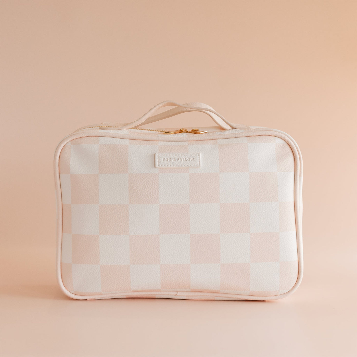 Salmon Check Cosmetic Bag-Fox And Fallow-Lima & Co