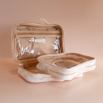 Salmon Check Cosmetic Bag-Fox And Fallow-Lima & Co