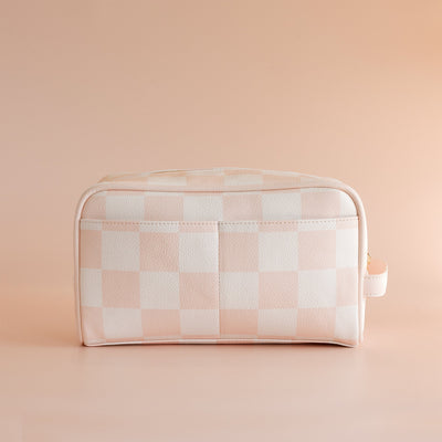 Salmon Check Wash Bag-Fox And Fallow-Lima & Co