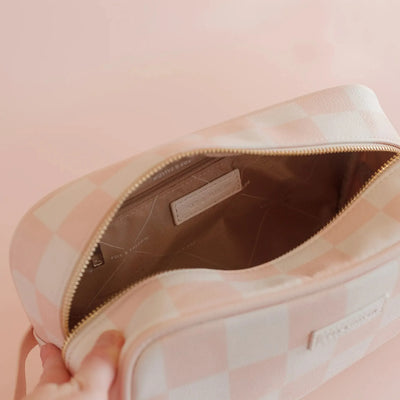 Salmon Check Wash Bag-Fox And Fallow-Lima & Co
