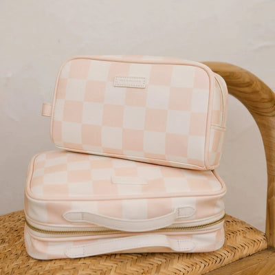 Salmon Check Wash Bag-Fox And Fallow-Lima & Co