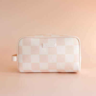 Salmon Check Wash Bag-Fox And Fallow-Lima & Co