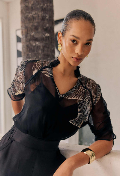 Samira Blouse - Onyx Casablanca-Once Was-Lima & Co