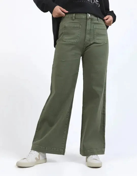 Sarah Wide Leg Jean - Washed Green-Foxwood-Lima & Co