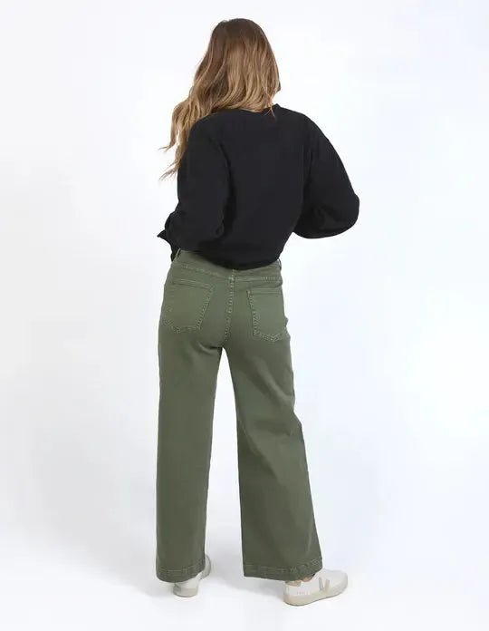 Sarah Wide Leg Jean - Washed Green-Foxwood-Lima & Co