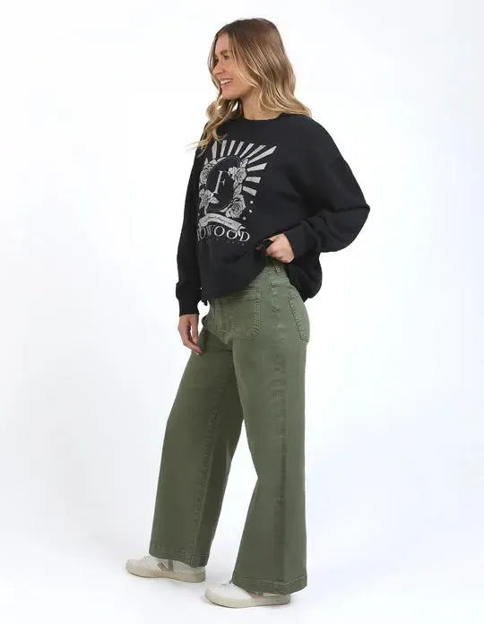 Sarah Wide Leg Jean - Washed Green-Foxwood-Lima & Co