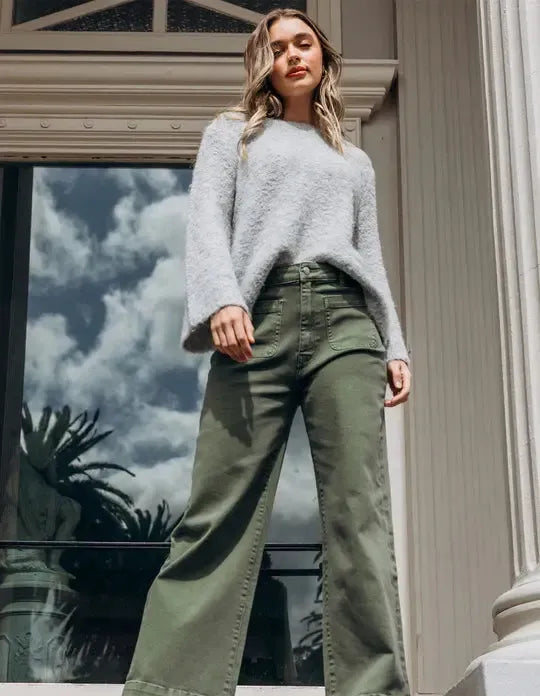 Sarah Wide Leg Jean - Washed Green-Foxwood-Lima & Co