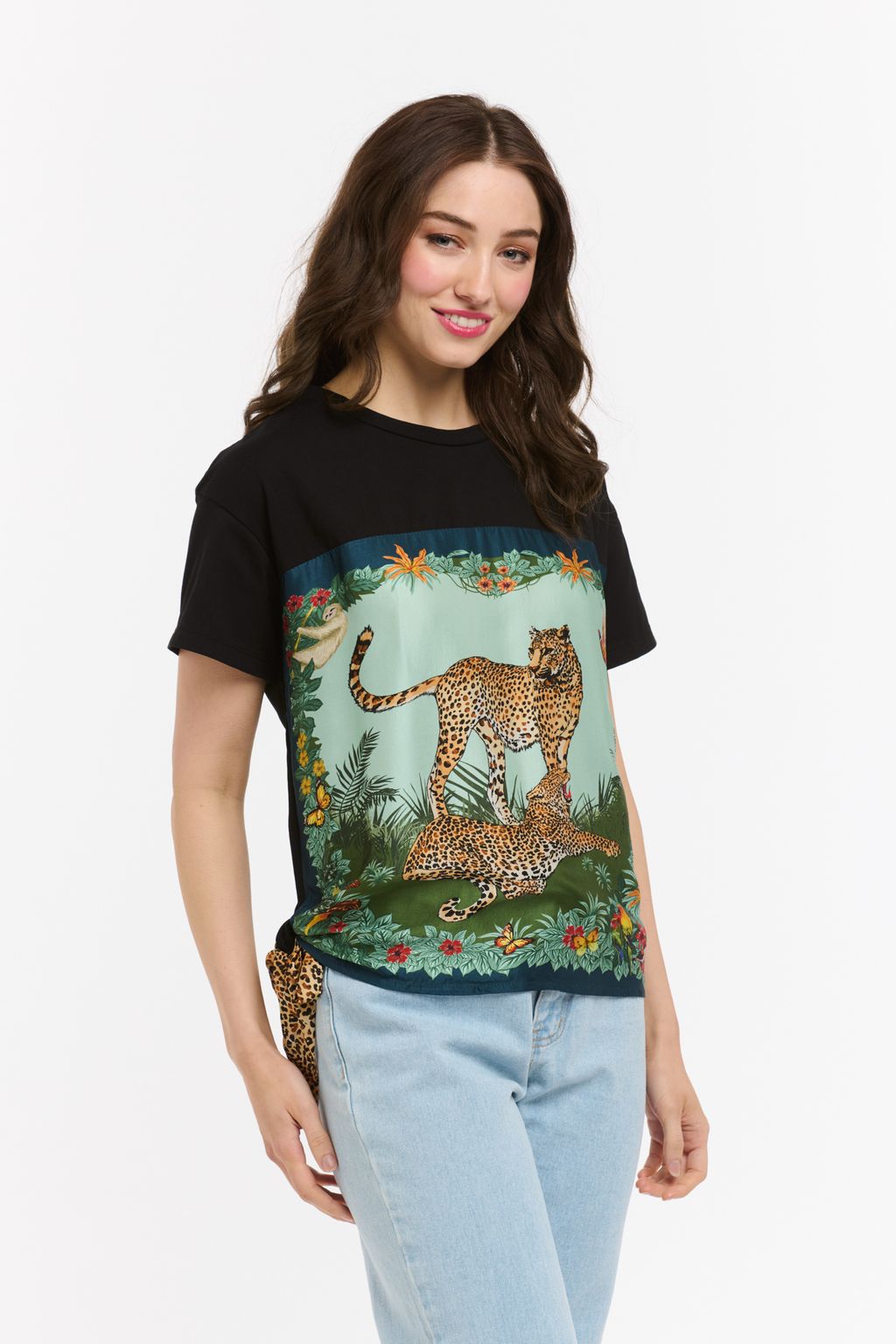 Satin Cheetah Tee Black/Blue-Urban Luxury-Lima & Co