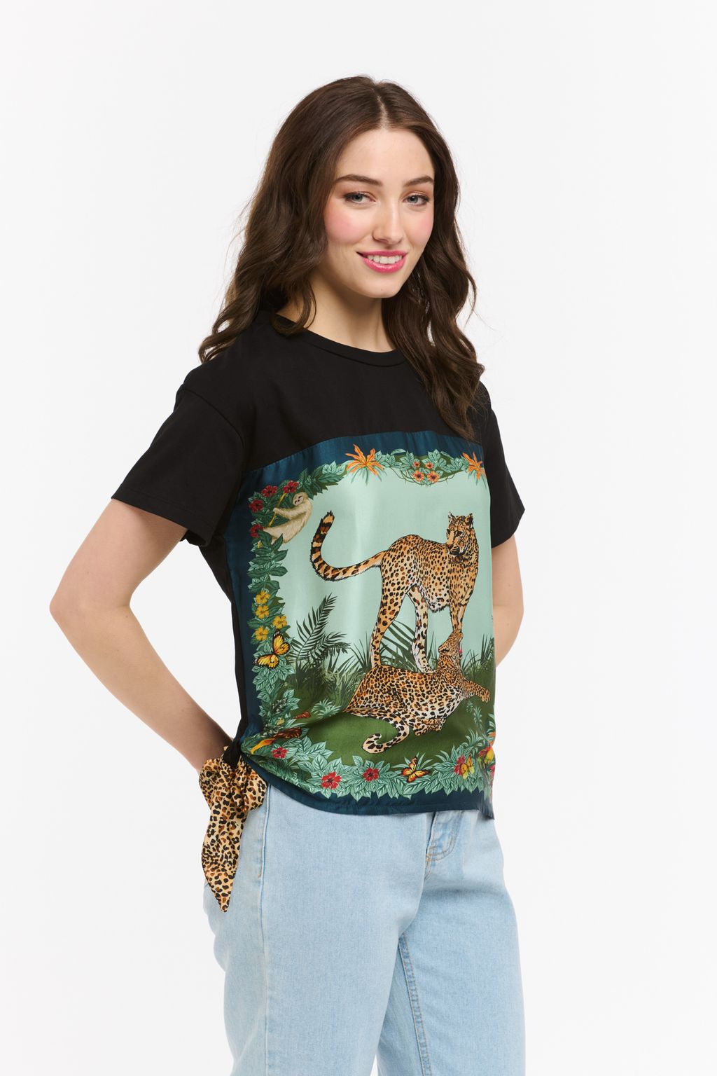 Satin Cheetah Tee Black/Blue-Urban Luxury-Lima & Co