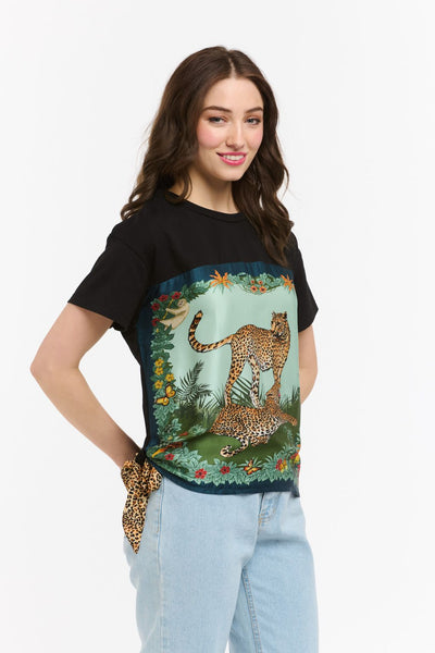 Satin Cheetah Tee Black/Blue-Urban Luxury-Lima & Co