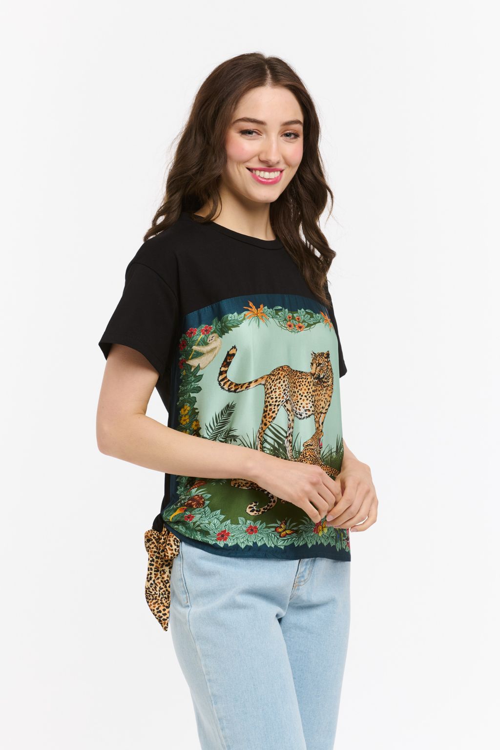 Satin Cheetah Tee Black/Blue-Urban Luxury-Lima & Co