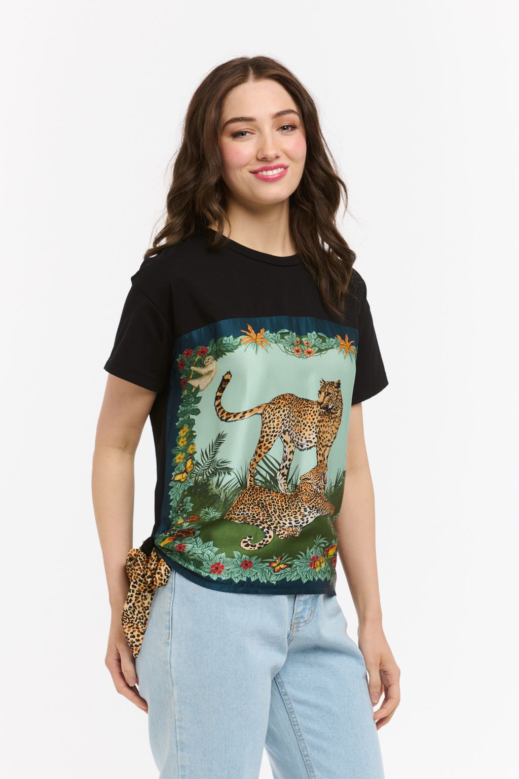 Satin Cheetah Tee Black/Blue-Urban Luxury-Lima & Co