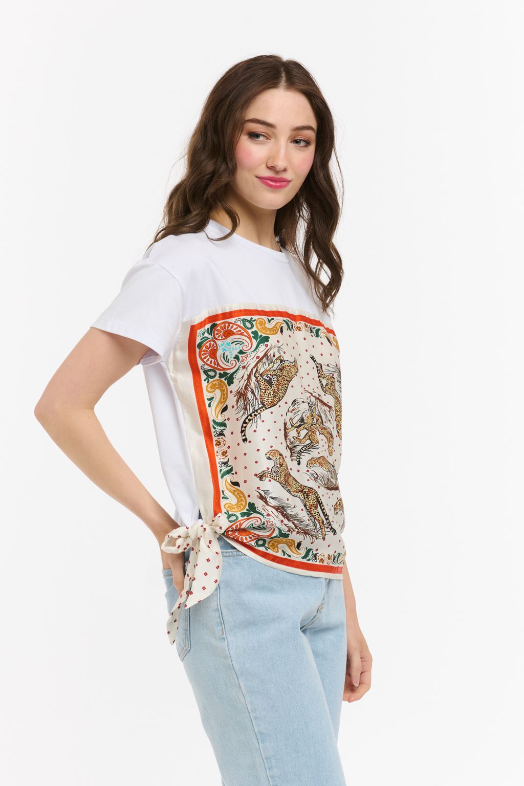 Satin Leo Tee White/Orange-Urban Luxury-Lima & Co
