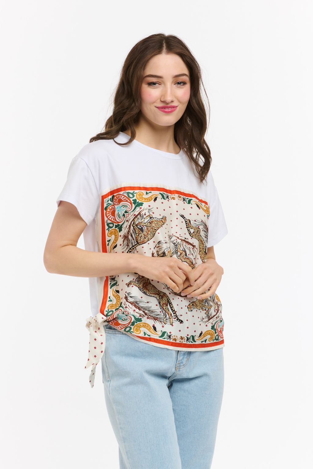Satin Leo Tee White/Orange-Urban Luxury-Lima & Co