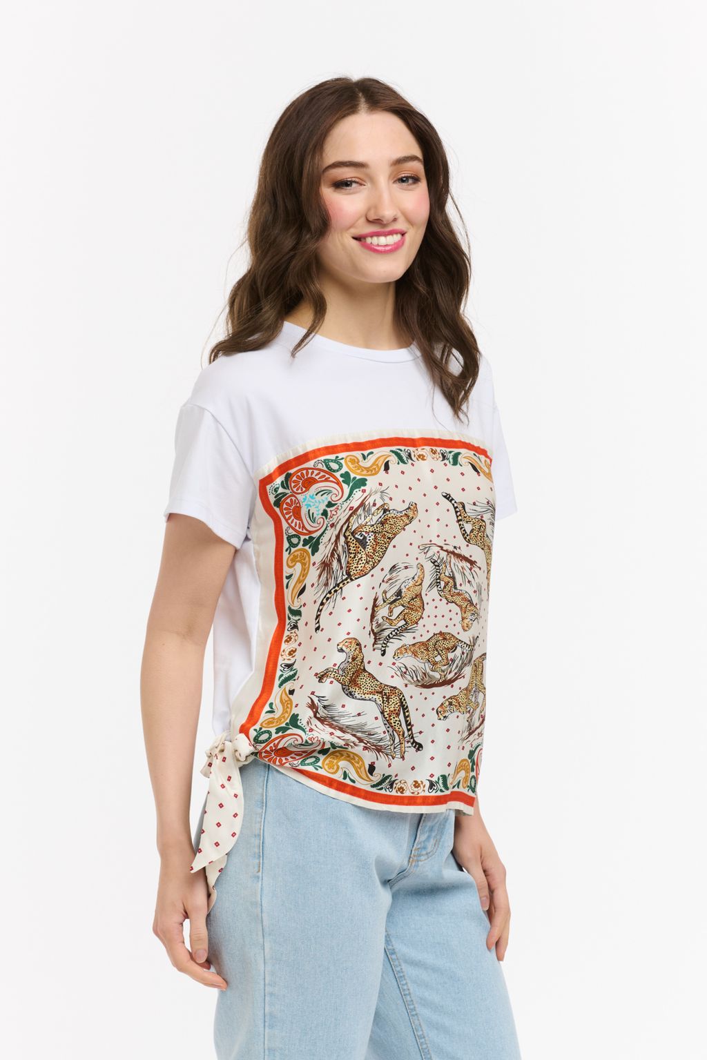 Satin Leo Tee White/Orange-Urban Luxury-Lima & Co