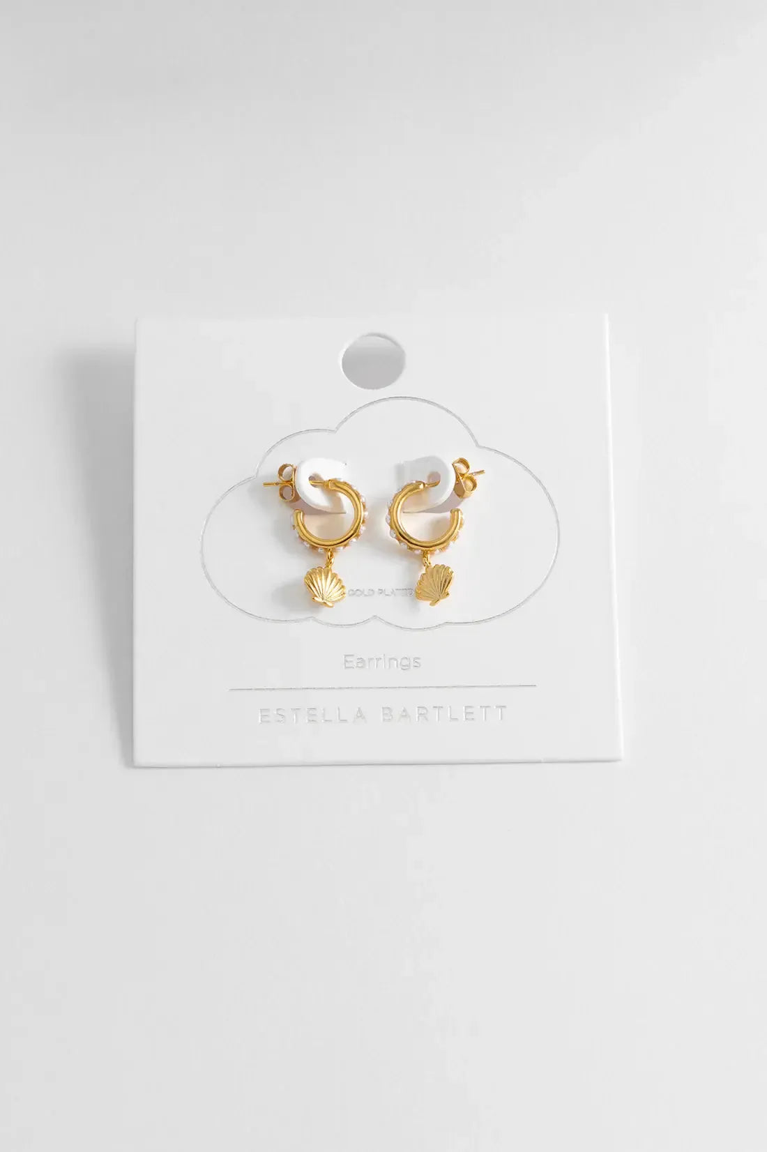 Scallop Charm and Pearl Hoop Earrings - Gold Plated-Estella Bartlett-Lima & Co
