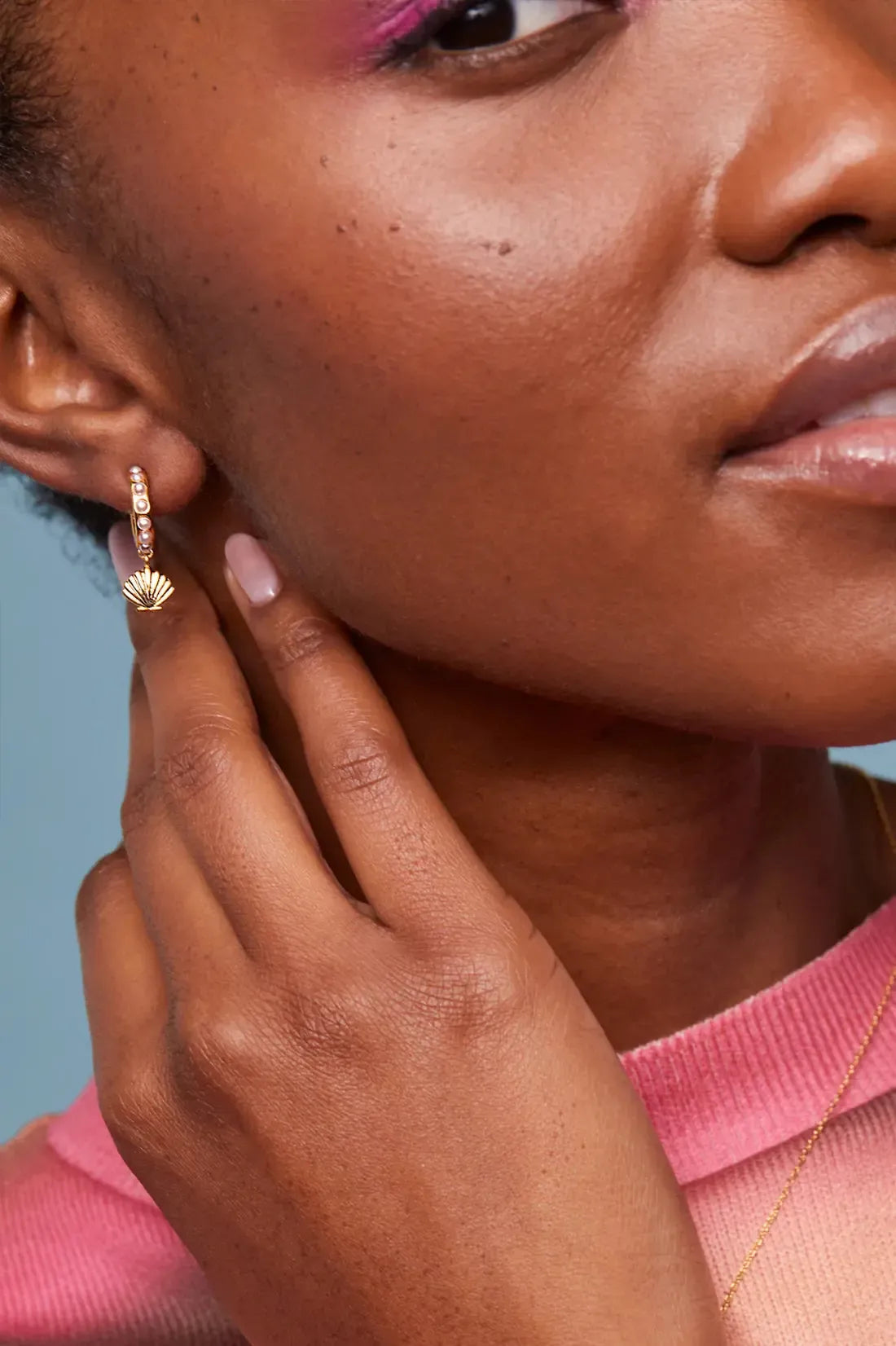 Scallop Charm and Pearl Hoop Earrings - Gold Plated-Estella Bartlett-Lima & Co