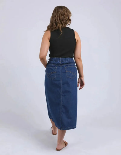 Scallop Edge Denim Skirt - Blue-Elm Lifestyle-Lima & Co
