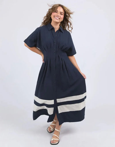 Scarlet Midi Dress - Navy Stripe-Elm Lifestyle-Lima & Co
