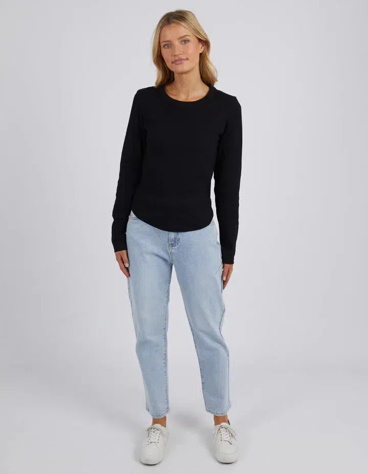 Scoop L/S Rib - Black-Foxwood-Lima & Co